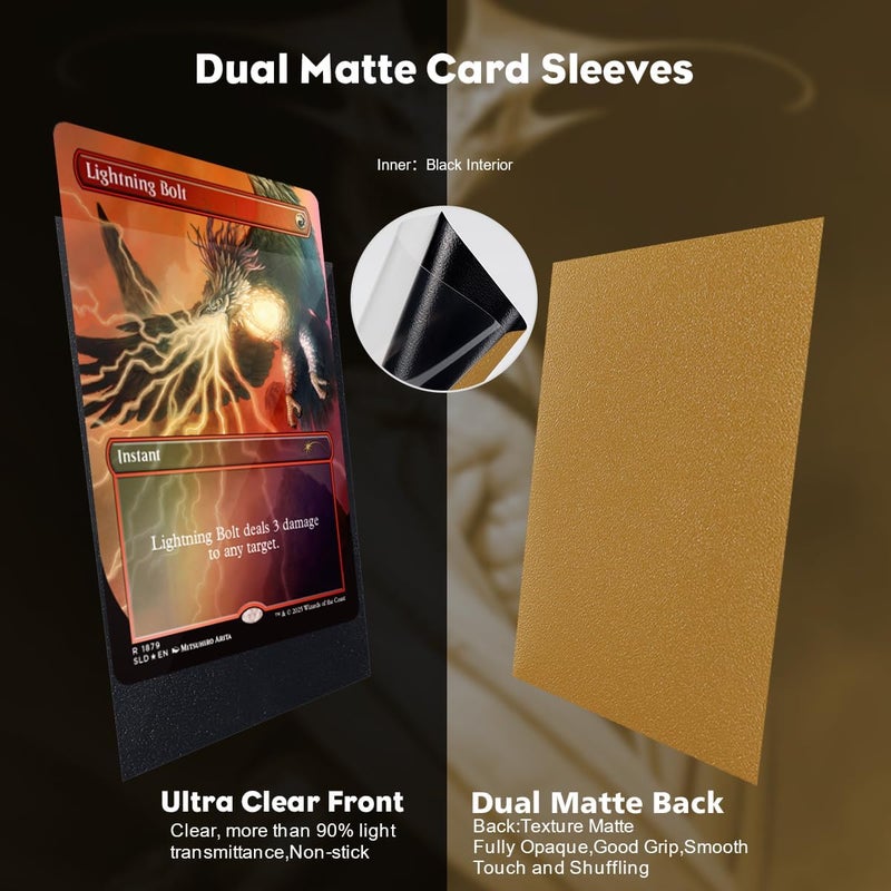 Katomula Truth Golden Dual Matte Card Sleeves, Card Sleeves for MTG, Standard Card Sleeve for MTG, PKM, Flesh & Blood - Image 3